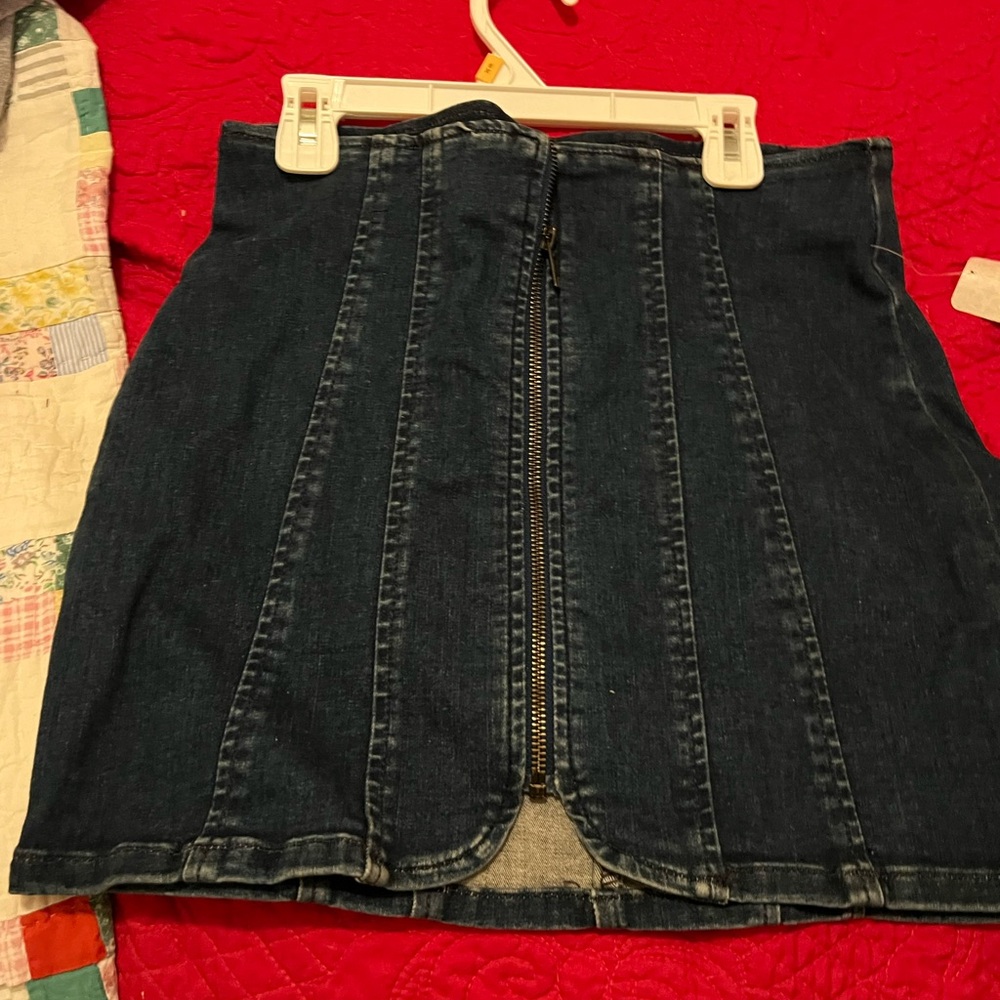Free People Blue Cut Out Pencil Mini Skirt